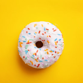 Colorful sprinkled chocolate donut