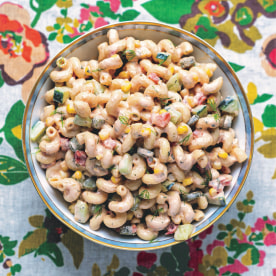 Gesine Bullock-Prado's Goat Cheese Party Pasta Salad & Caramel Apple Pudding